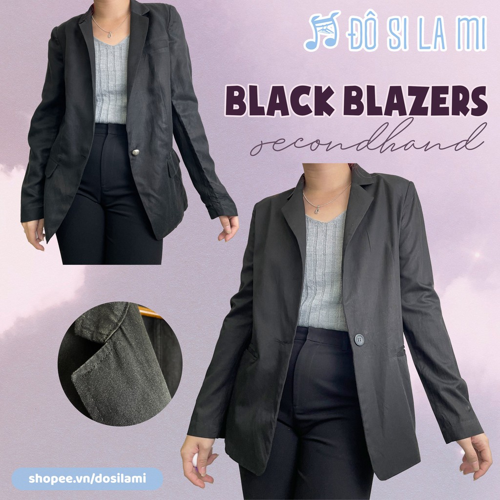 Áo Blazers Đen Basic Vintage Secondhand | Nhiều Mẫu | Số Đo Ở Phần Mô Tả | Đô Si La Mi |