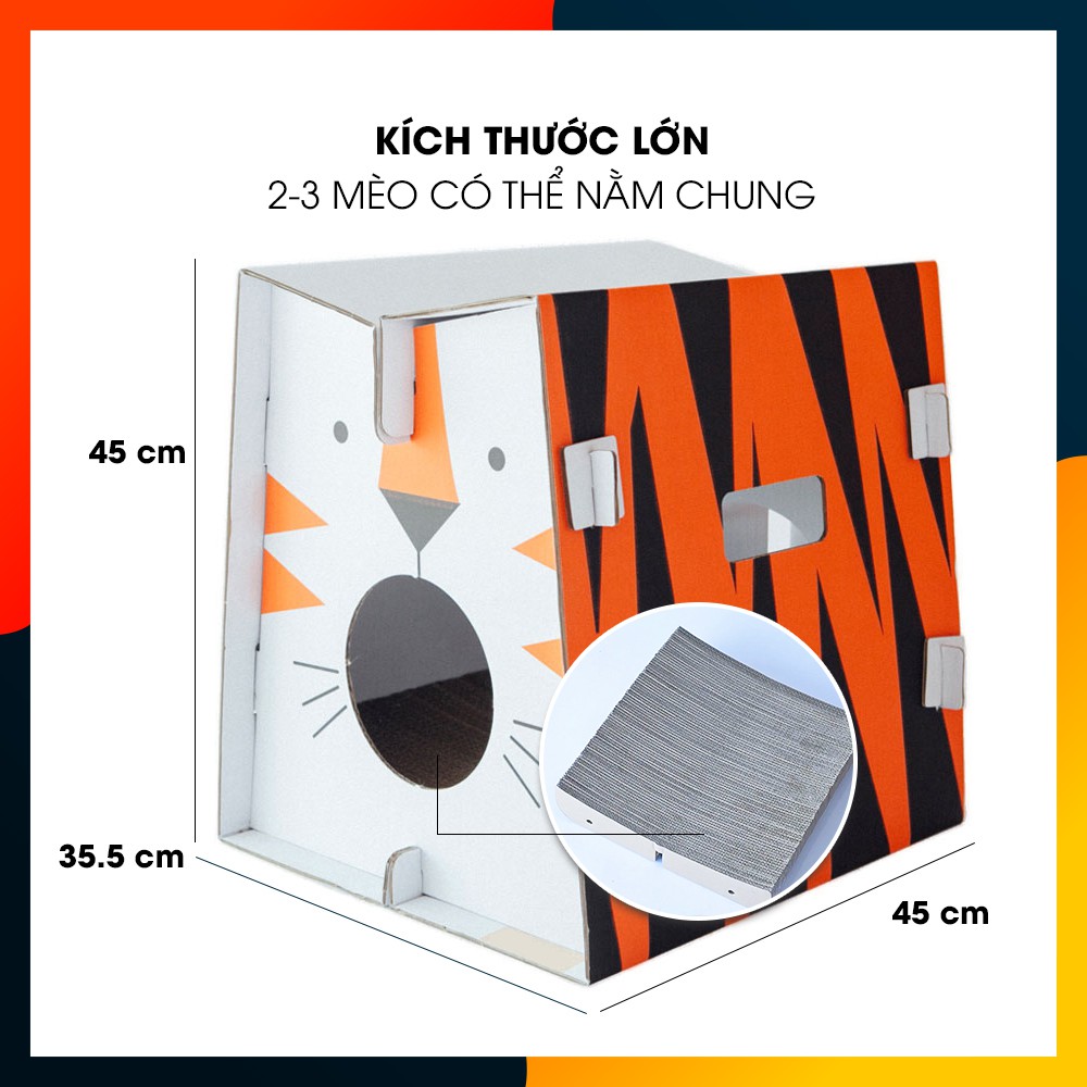 Nhà Giấy Cho Mèo Kèm Cào Móng Mèo