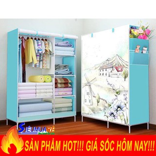 Tủ vải lăp ráp đa năng, tủ vải đựng quần áo, tủ vải 3d, tủ đựng quần áo