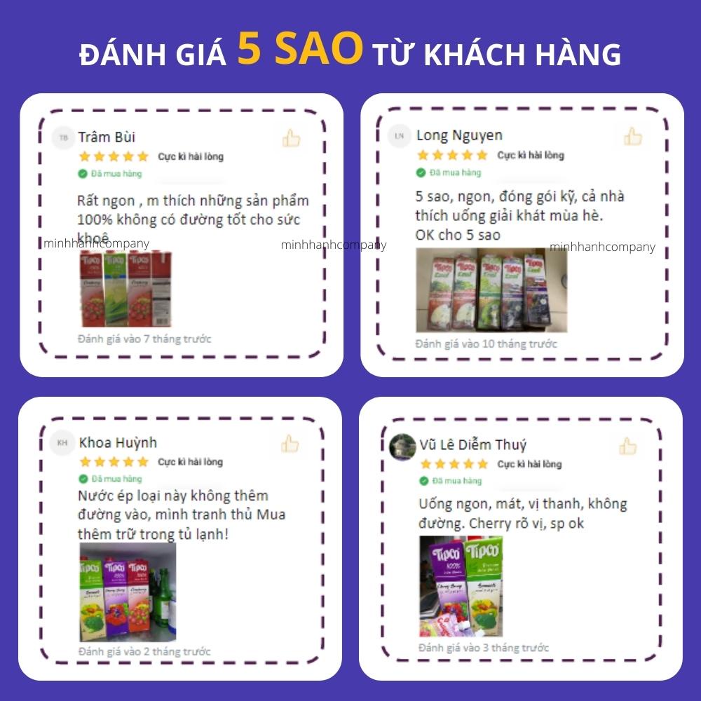 Nước Ép Trái Cây Tươi Tipco Minh Hạnh Ép Nho Trắng, Dâu Tằm, Việt Quất Nhập Khẩu Thái Lan Hương Vị Thơm Ngon Hộp 1L