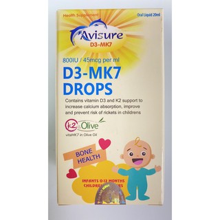Avisure D3-MK7 Drops.Bổ Sung Vitamin D3,K2 Giúp Bé Hấp Thu Canxi,Phát Triển Chiều Cao