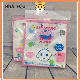 Khăn xô sữa cho bé in hoa gói 10 chiếc