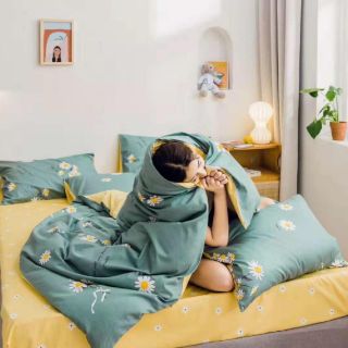 Cotton poly cúc họa mi xanh