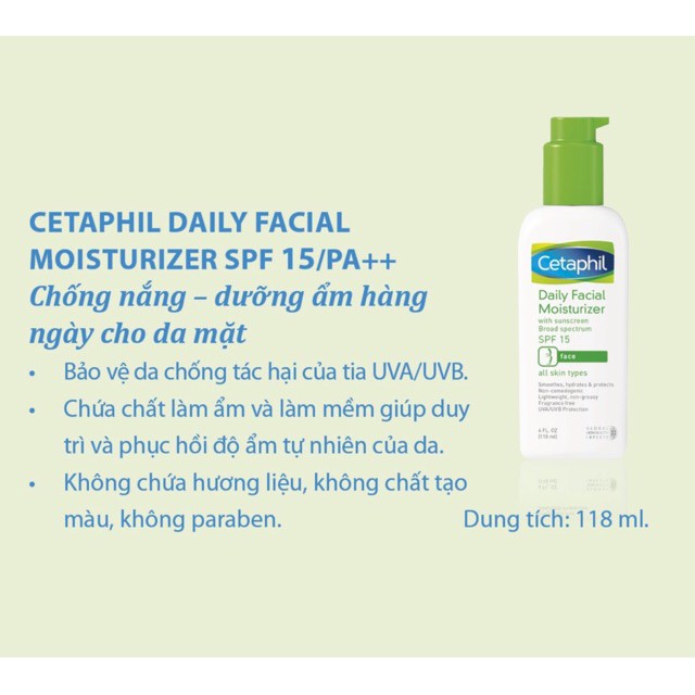 Centaphil Daily Facial Moisturizer SPF 15 (118ml) - Dưỡng ẩm chống nắng hàng ngày -Amipharma - FREESHIP 99k