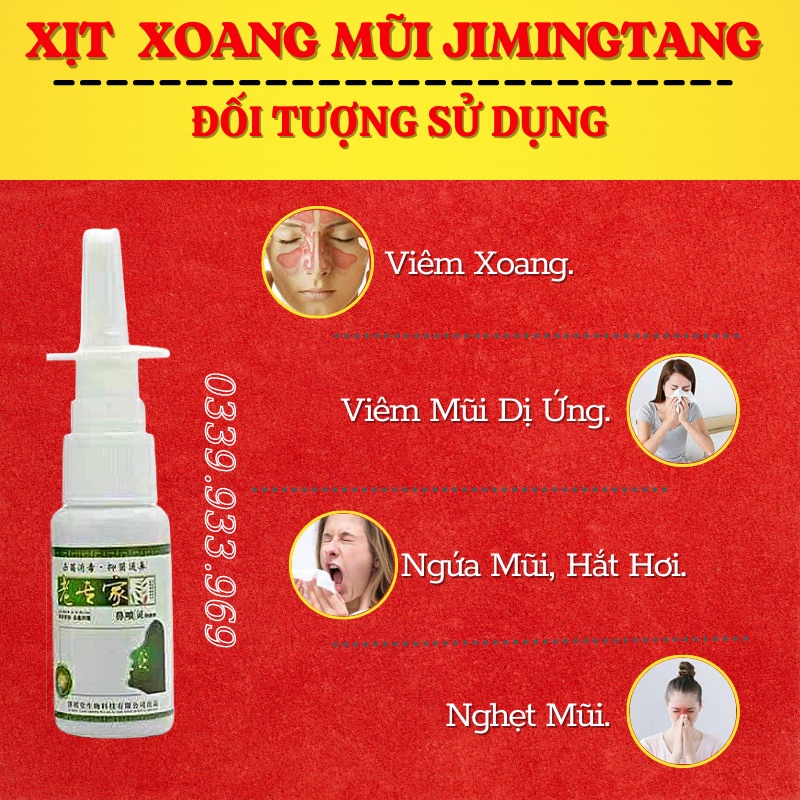 Xịt Xoang Mũi Jimingtang - Vệ Sinh Mũi - Loại Bỏ Sổ Mũi, Nghẹt Mũi, Viêm Mũi Do Thời Tiết, Viêm Xoang Cấp Và Mãn Tính