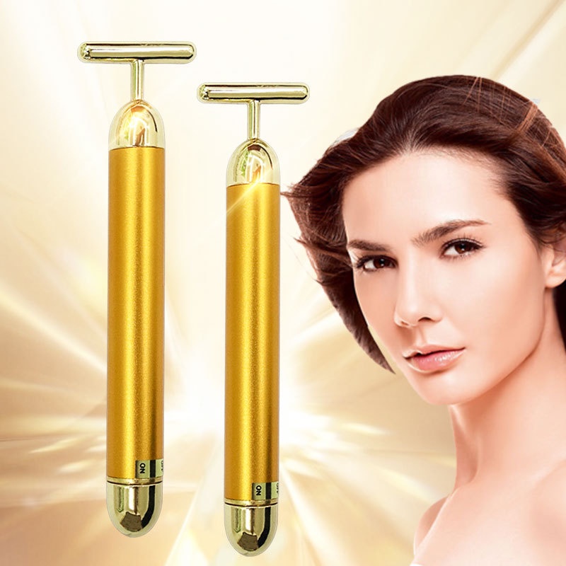 Thanh Lăn Rung Mát Xa Chăm Sóc Da Mặt Hiệu Quả mạ si  Vàng 24k