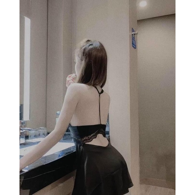 Váy ngủ sexy lụa cao cấp Đầm mặc nhà gợi cảm quyến rũ tặng kèm chip  SP048