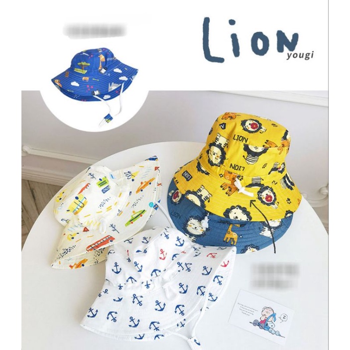 (Loại Chuẩn) Mũ vành vải mềm cho bé trai - Nón vải cho bé xuất dư 100% Cotton 2-5y (Khủng long, hải đăng)