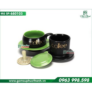 Phin cafe sứ Bát Tràng men gốm lòng xanh cốm