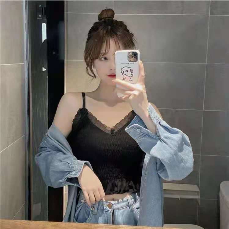 Áo nhún siêu xinh cotton - Áo bra 2 dây Cao Cấp B884