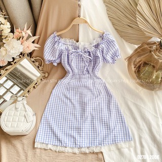 Đầm xòe caro todaystyle dễ thương d2786