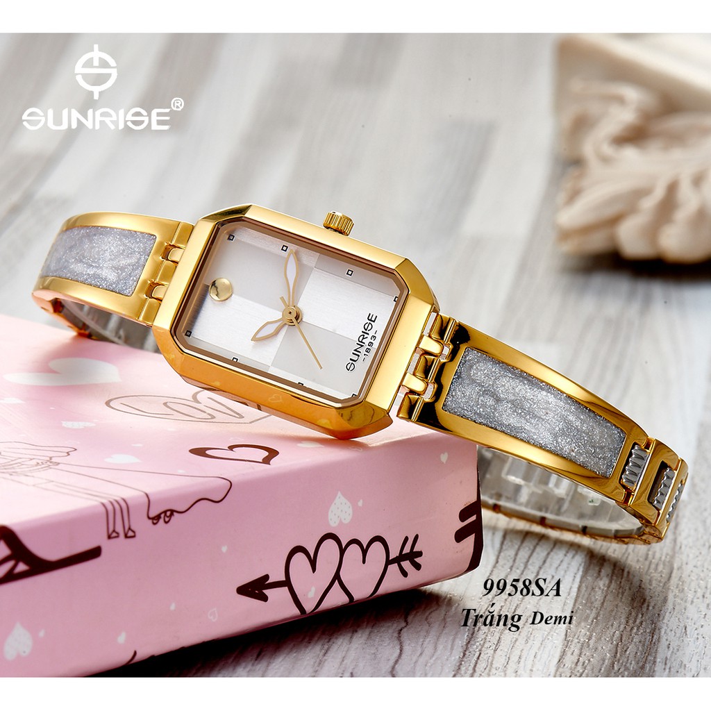 {Fullbox chính hãng} Đồng hồ nữ siêu mỏng Sunrise 9958SA kính Sapphire chống xước chống nước tốt