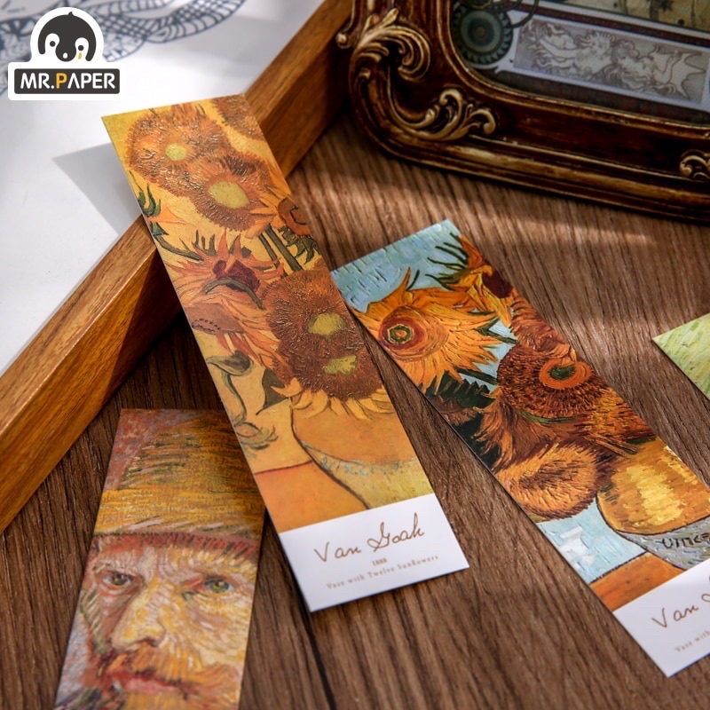 Bookmark Thẻ Đánh Dấu Sách Vở Tranh Nghệ Thuật Van Gogh, Monet Vintage Trang Trí Sổ Bullet Journal