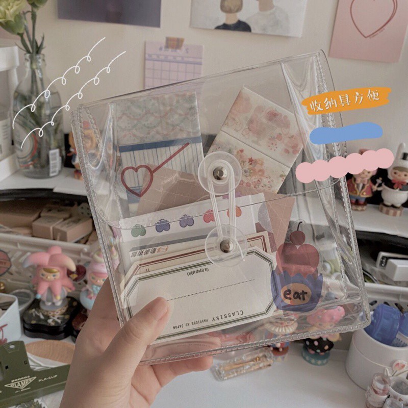 Túi Đựng Đồ Chống Thấm Nước Bằng Nhựa PVC Trong Suốt Tiện Lợi Phong Cách Hàn Quốc