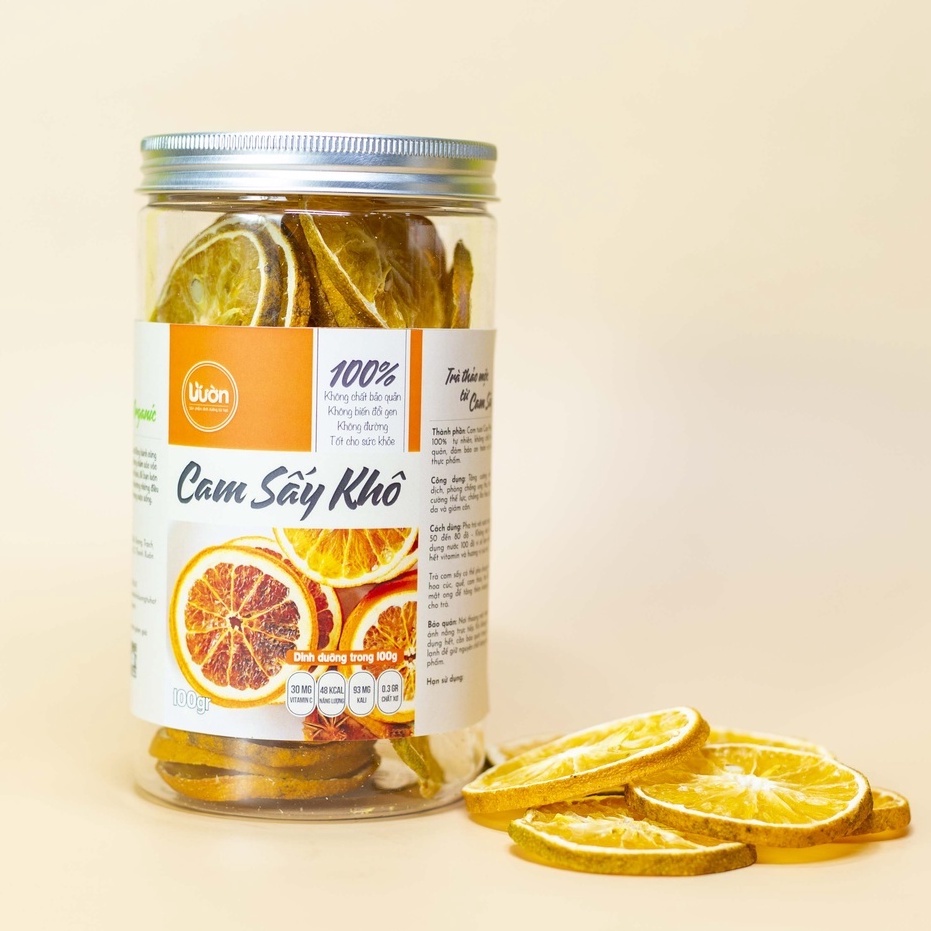 CAM VÀNG THÁI LÁT SẤY KHÔ TO TRÒN, PHA TRÀ CAM QUẾ, NƯỚC DETOX GIẢM CÂN, TRANG TRÍ, DECOR PHÒNG 100GR - VƯỜN ORGANIC