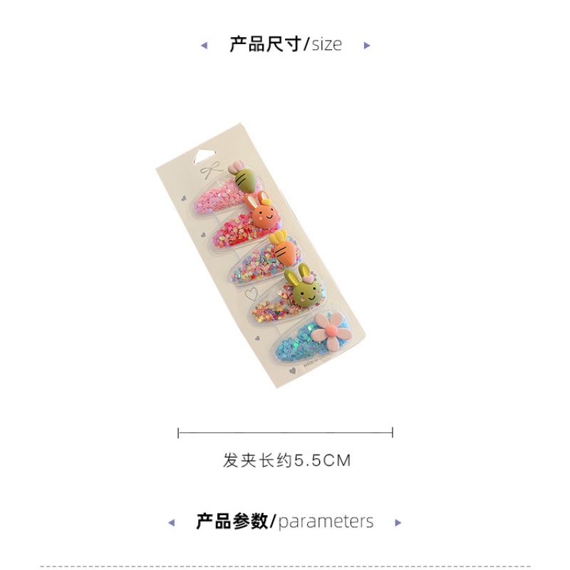 Set 5 kẹp tóc hình trái cây dễ thương cho bé