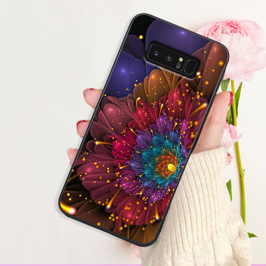 Ốp lưng ép kính Samsung Galaxy note 8 , s9 plus (s9+) in hình hoa siêu đẹp mặt lưng chống bể
