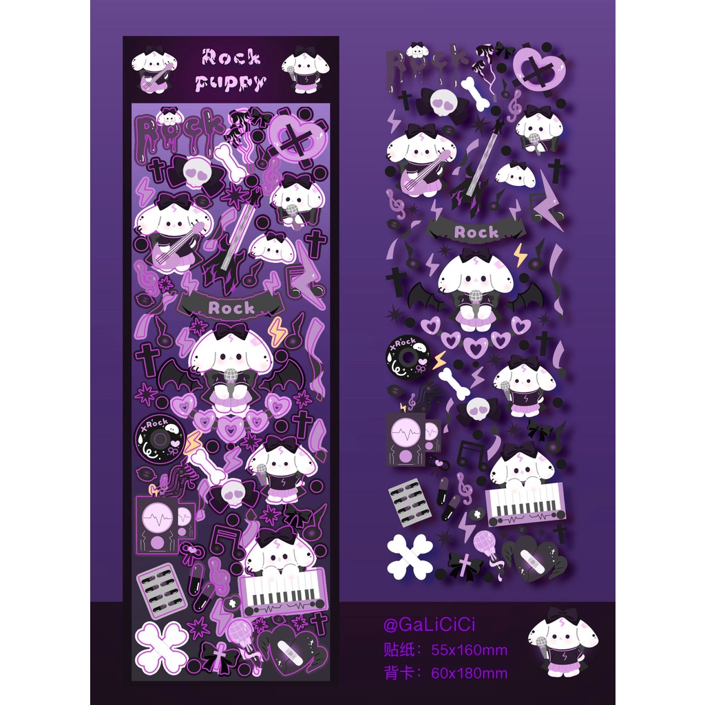 Peach 1Pcs GALICICI Rock Puppy Flower Spring Tour Stickers Journal Scrapbook Decor Sticker