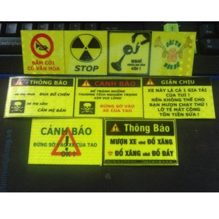 9 Tem cảnh báo , logo phản quang , tem phản quang