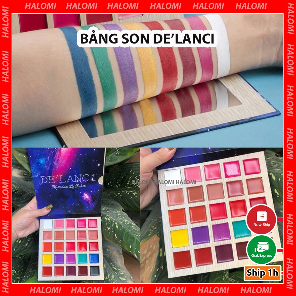 Bảng son Delanci 25 ô màu bảng gương xanh chuyên cho makeup