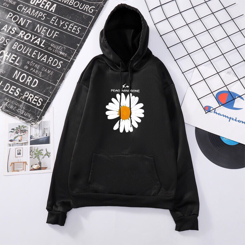 ÁO KHOÁC NAM NỮ UNISEX  🚚 FREESHIP 🚚  ÁO HOODIE IN HÌNH BÔNG CÚC CHẤT NỈ DÀY DẶN GIỮ ẤM TỐT