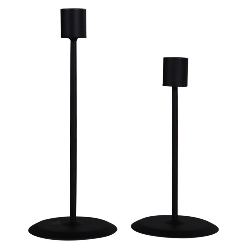 Set 2 chân nến kim loại màu đen phong cách retro lãng mạn
