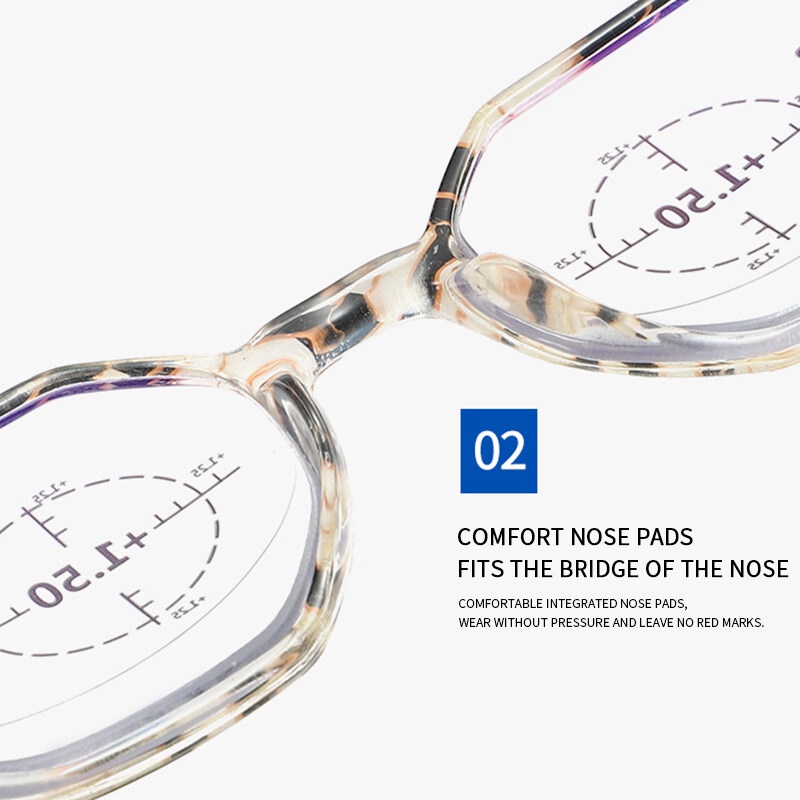 Kính Đọc Sách PTQ Tròng Đa Giác Chống Ánh Sáng Xanh Xoay 360 Độ Thời Trang