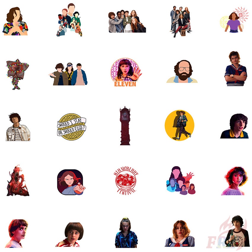 Bộ 100 Cái/Bộ ❉ Hình Dán Dòng Chữ Stranger Things D ❉ Sticker Dán Tường Chống Thấm Nước Thời Trang