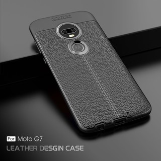 Ốp điện thoại TPU mềm họa tiết giả da cho Motorola Moto G7