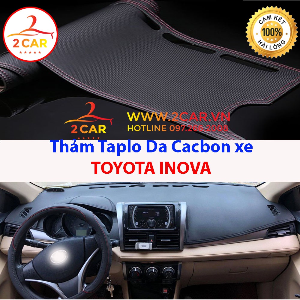 Thảm Taplo Da Cacbon Xe Toyota Innova 2006 - 2022, 2023, 2024 chống nóng tốt, chống trơn trượt, vừa khít theo xe