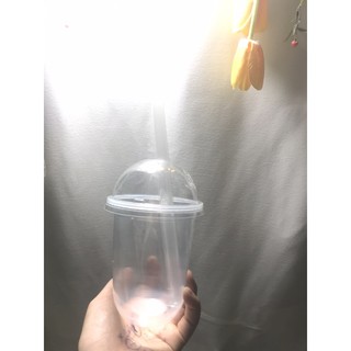 01 Bộ cốc nhựa trà sữa kèm ống hút chân trâu loại 300ml
