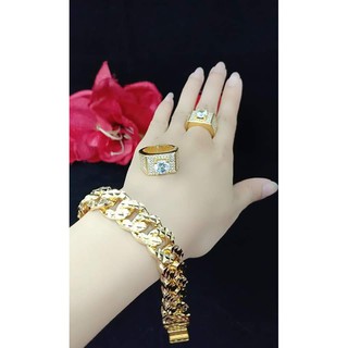 Lắc tay nam + nhẫn đính xoàn mạ vàng