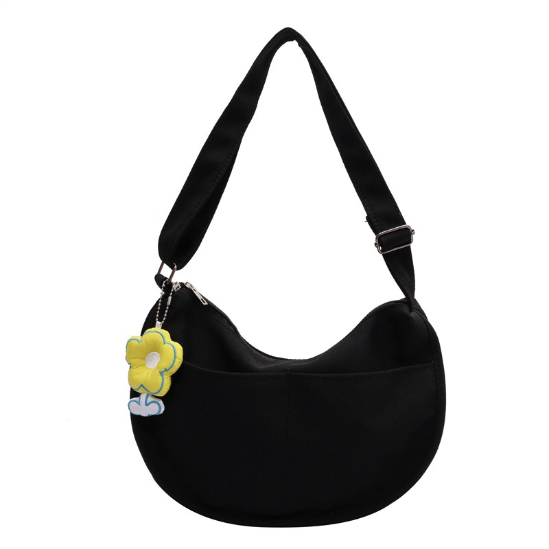 Túi Xách Vải Canvas Hình Bán Nguyệt Cỡ Lớn Thời Trang Cho Nữ