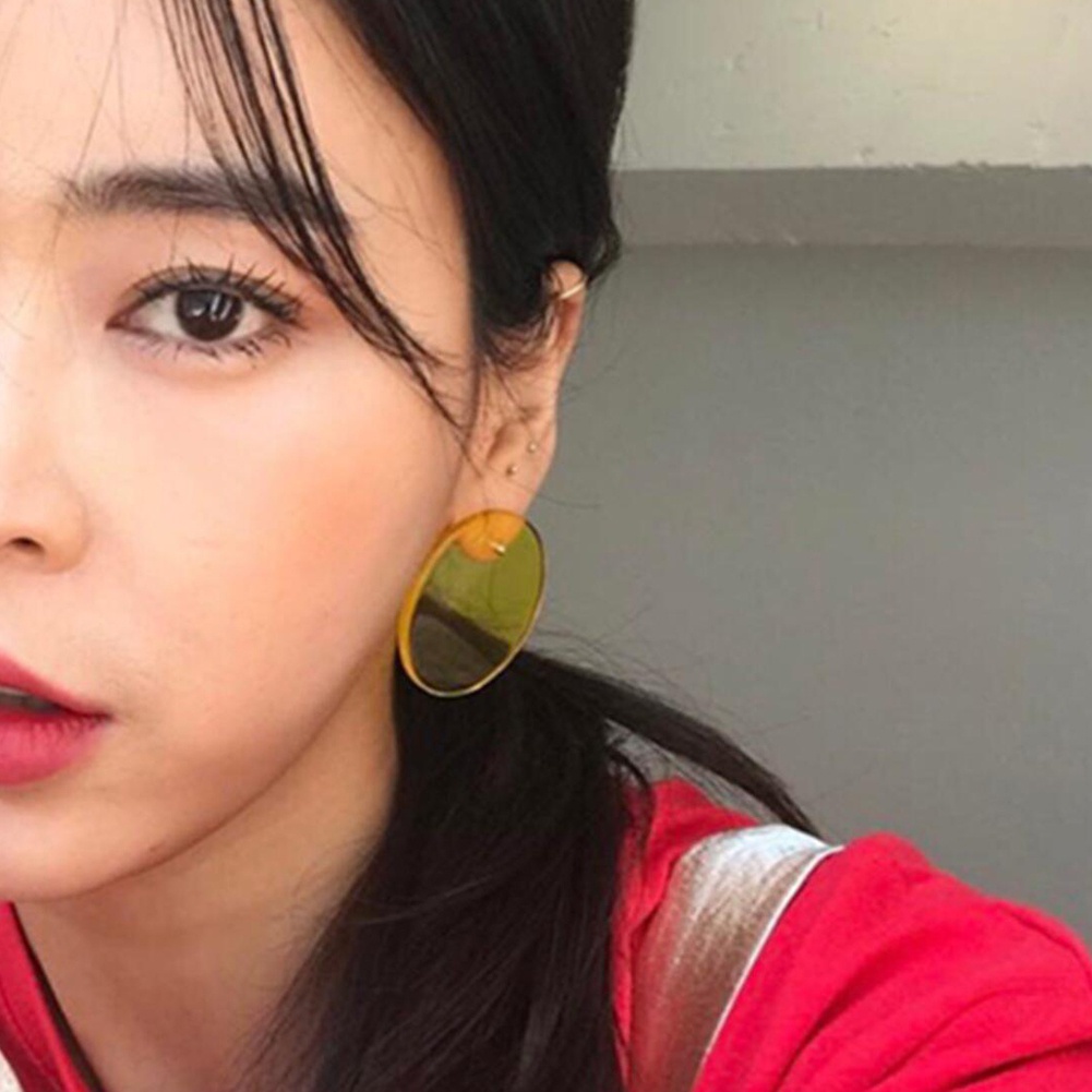 Bông tai nhựa trong suốt hình tròn nhiều màu sắc thời trang cho nữ