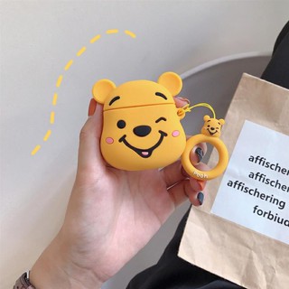 🐻 Case gấu pooh vàng 🐯 Vỏ bao airpod 1 2 đựng tai nghe không dây i11 i12... dễ thương tặng kèm móc treo