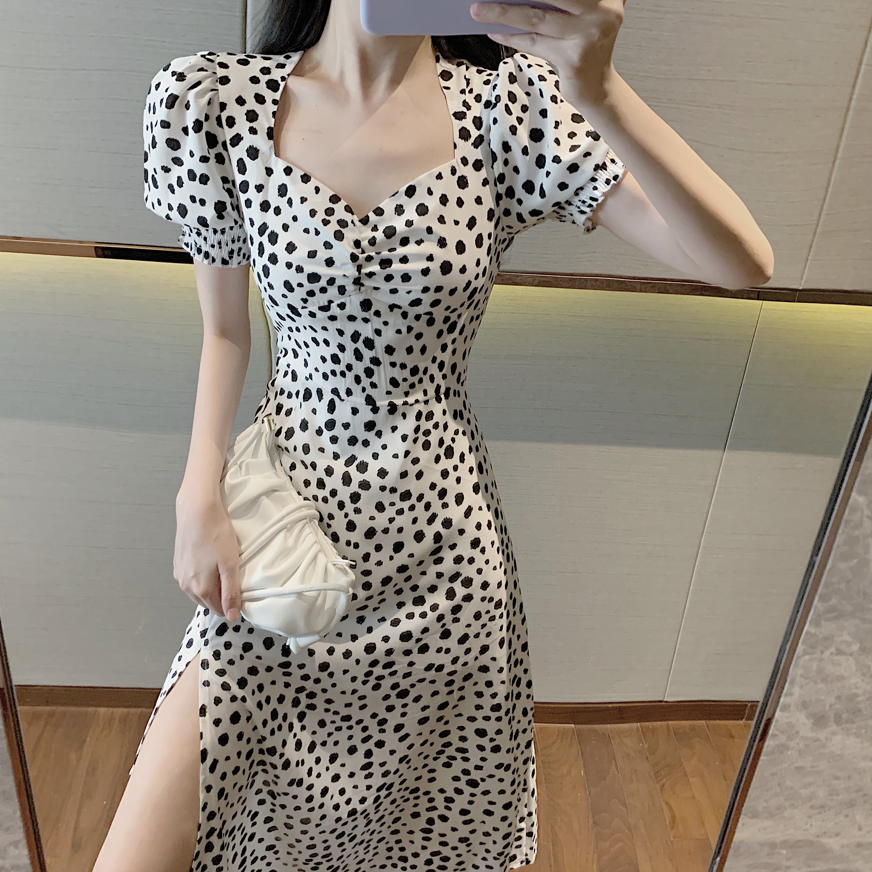 Đầm Dài Tay Phồng Họa Tiết Chấm Bi Thời Trang Mùa Hè 2021 Dành Cho Nữ | BigBuy360 - bigbuy360.vn
