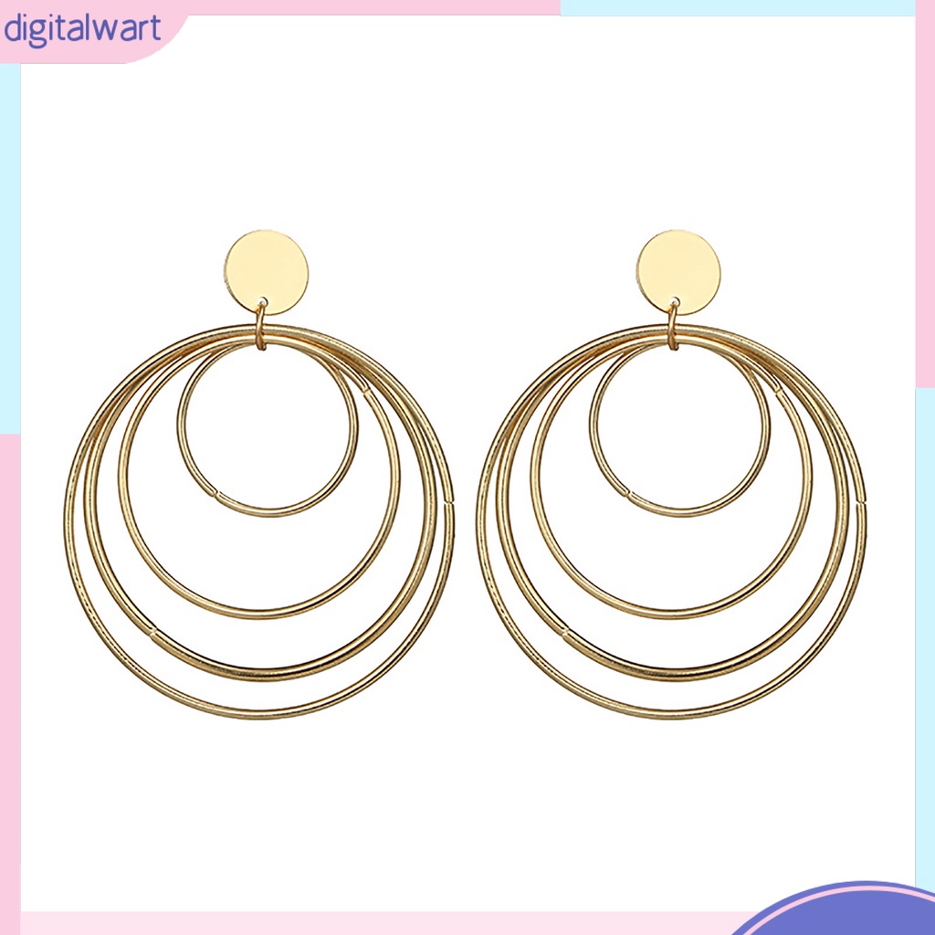 Khuyên tai vòng tròn nhiều lớp phong cách cổ điển thanh lịch dành cho nữ