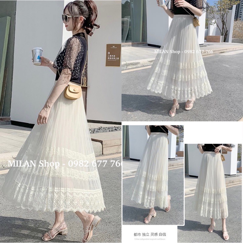 [Mã WASTUP giảm 10% tối đa 30K đơn 99K] Chân váy xếp ly công chúa phối ren dịu dàng nữ tính | BigBuy360 - bigbuy360.vn