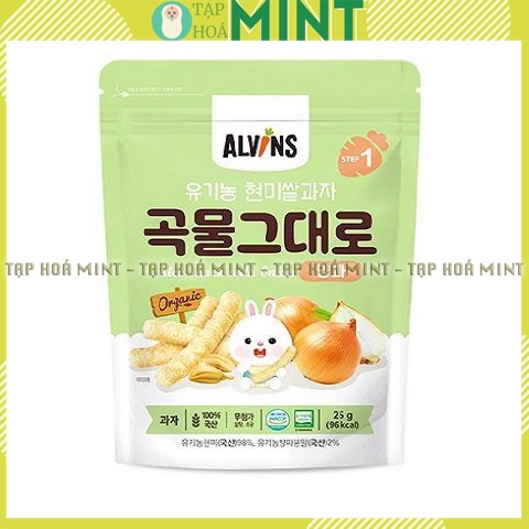 Bánh ăn dặm gạo lứt hữu cơ thanh dài Alvins gói 25g cho bé từ 6m - Tạp hoá mint