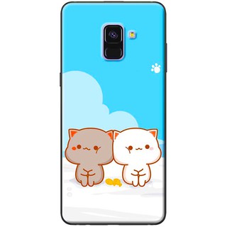 Ốp lưng samsung a5/a8 2018, a6 2018, a7 2018, a9 2018 in hình mèo mập nền xanh