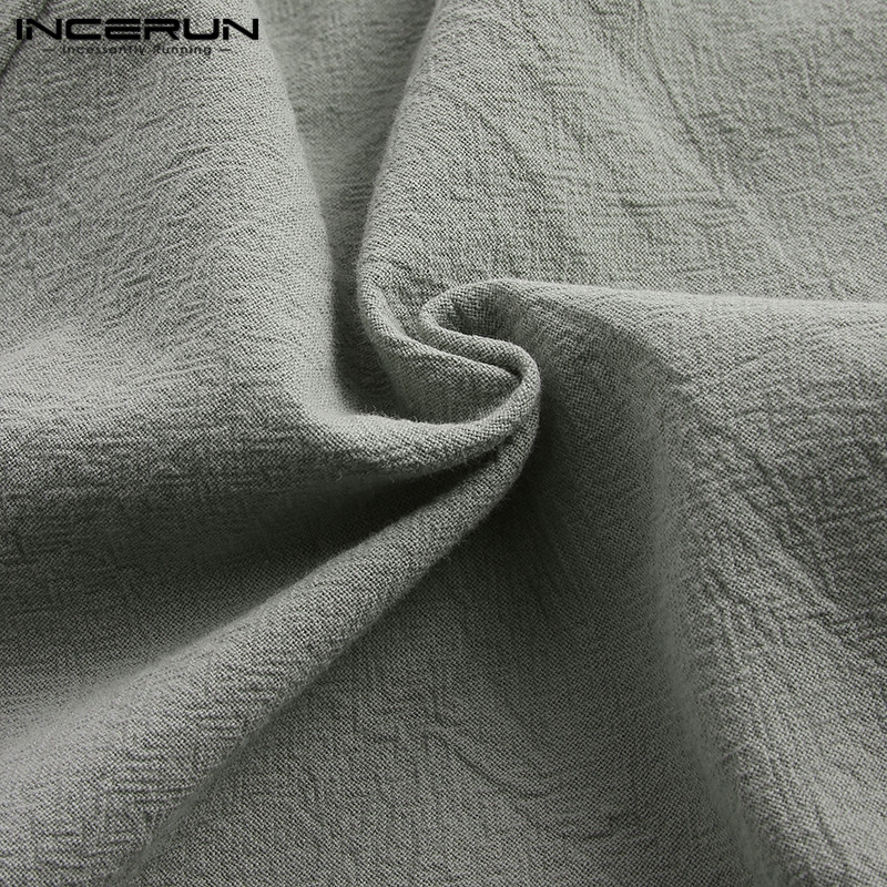 Quần Dài INCERUN Cotton Ống Suông Rộng Lưng Thun Thời Trang Cho Nam