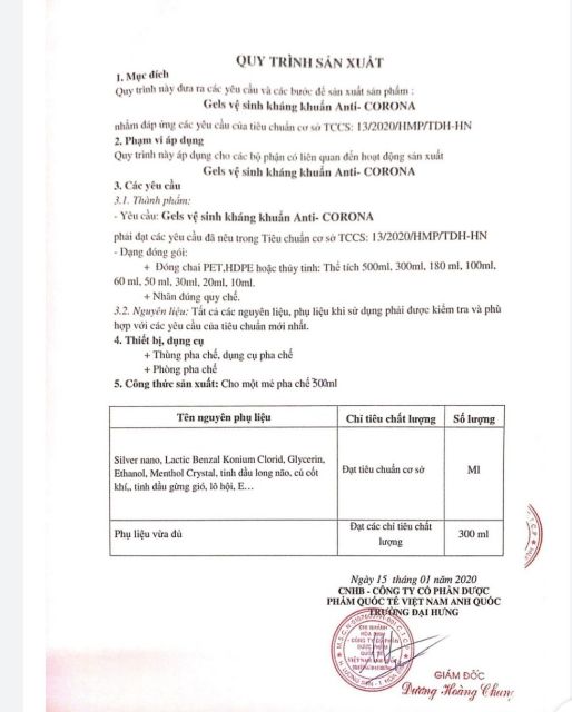 Gel rửa tay khô sát khuẩn 300ml. Hàng công ty