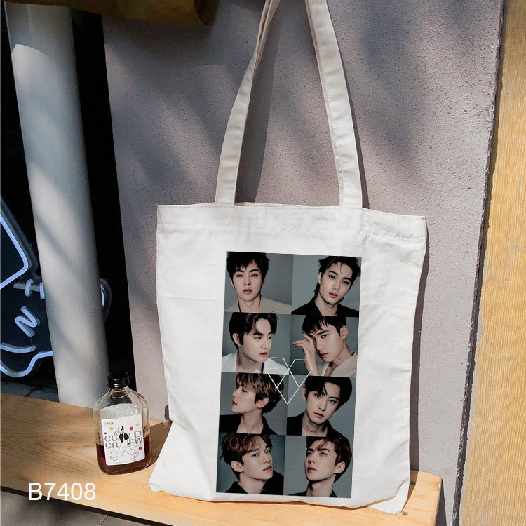 Túi Đeo Chéo Vải Canvas In Tên Nhóm Nhạc Exo Thời Trang Hàn Quốc Dành Cho Nữ