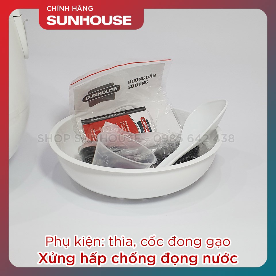 Nồi cơm điện SUNHOUSE 1.2L SHD8217W vỏ nhựa PP siêu bền | BigBuy360 - bigbuy360.vn