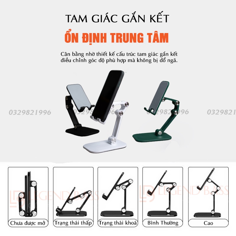 Giá đỡ điện thoại giá đỡ máy tính bảng cao cấp để bàn gấp gọn dùng livestream học online, xem phim