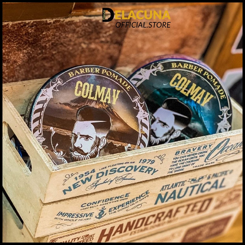 Sáp vuốt tóc nam Colmav Blue Barber Pomade gốc dầu chính hãng giữ nếp tốt Delacuna C03