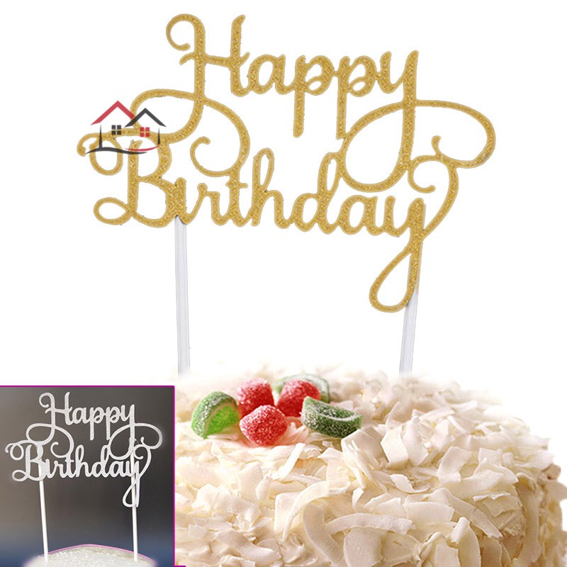 Phụ kiện gắn bánh sinh nhật trang trí kiểu chữ "Happy Birthday"
