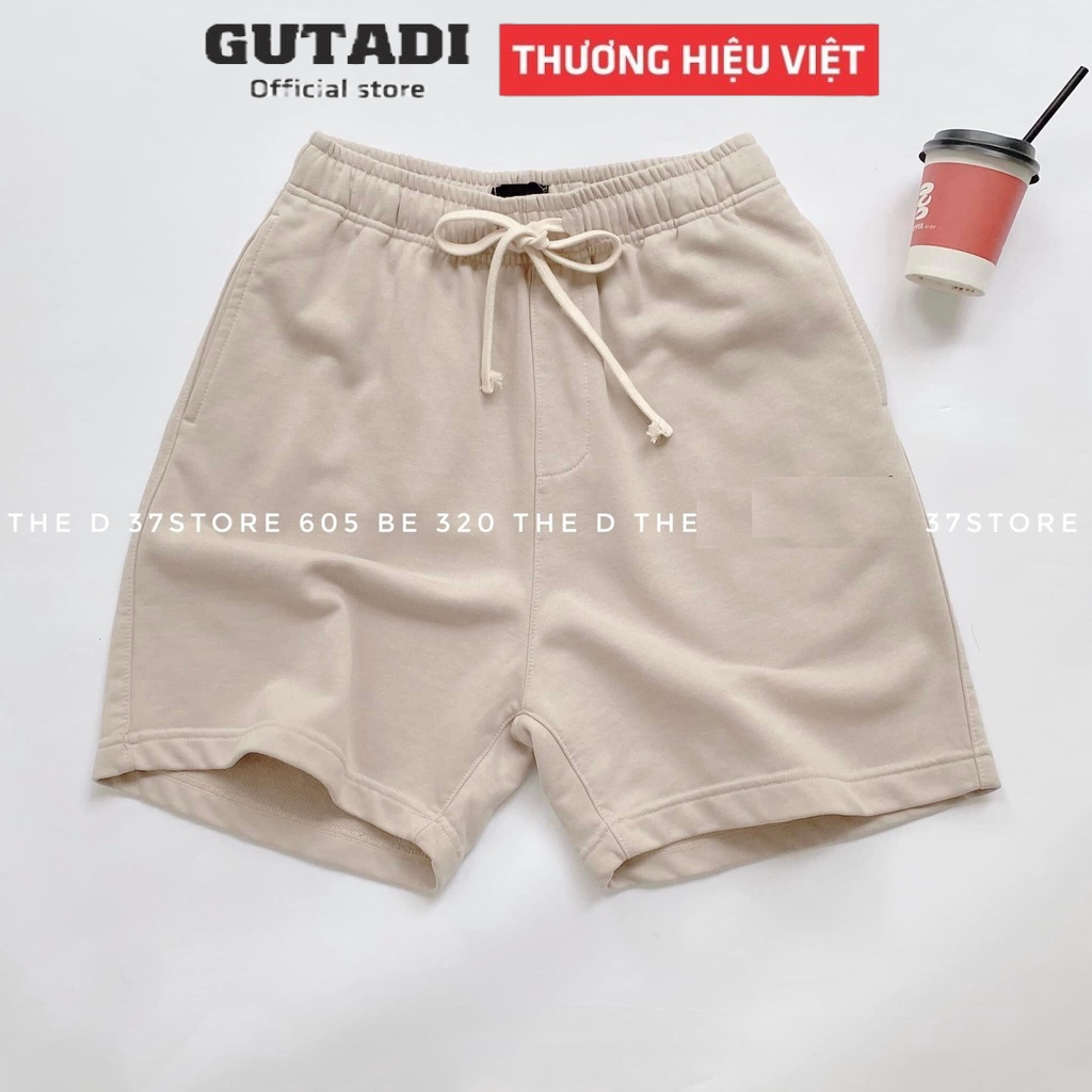 Quần Short Unisex Nam Nữ Dáng Lửng Trơn Chất Nỉ Cao Cấp Có Túi GUTADI