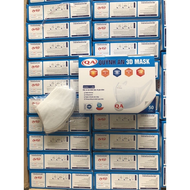 Hộp 50 Chiếc Khẩu Trang 3D Quỳnh An Mask Quai Đeo Vải Mềm Mại