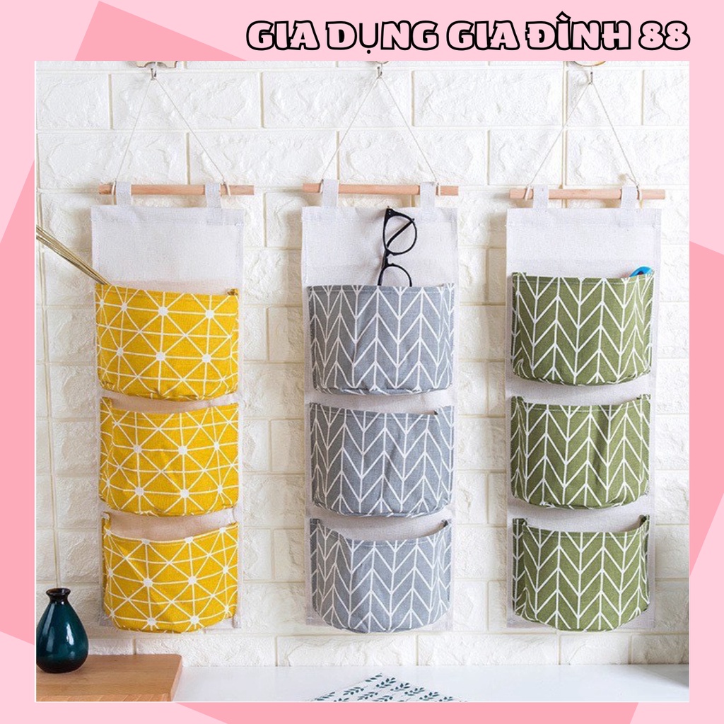 Túi Vải Treo Tường 3 Ngăn Đa Năng, Đựng Đồ Cá Nhân Tiện Dụng - Văn Phòng Phẩm Sáng Tạo 2355 Shop Gia Dụng Gia Đình 88